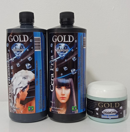 Kit Cera Fría Capilar Gold Diamond Litro + Baño Crema 220 Ml