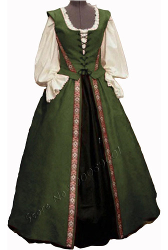 Disfraz De Fiesta, Vestido Largo Medieval Victoriano, Vestid