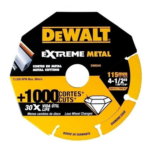 Disco Diamantado Extreme Metal De 4 1/2 Color Amarillo