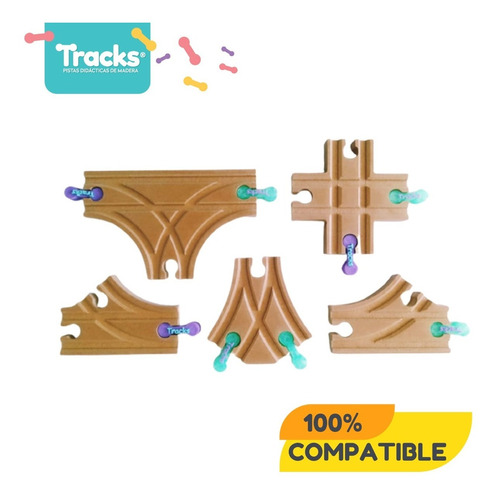 Imagen 1 de 10 de Tracks Pack 5 Bifurcaciones Compatible Brio Hape Trencity