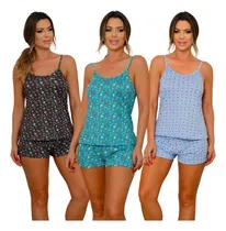 Comprar Kit 3 Baby Doll Confortavel Suede Pijamas Feminino Luxo Top