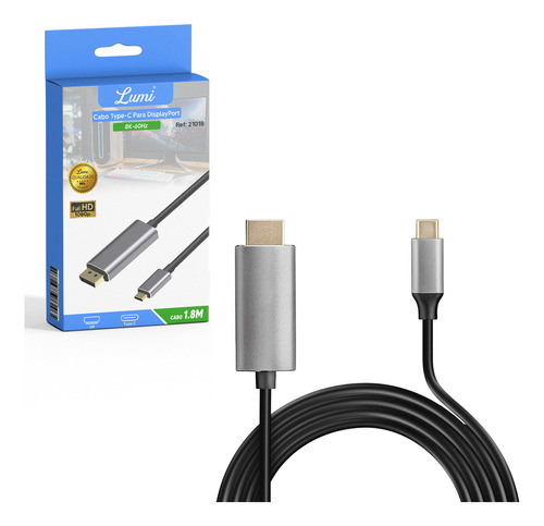 Cabo Usb-c Para Displayport 8k 2.1 Cabo 60hz 48gbps 2m Lumi