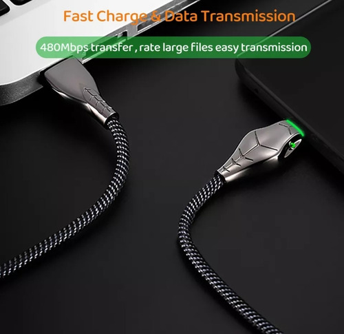Imagen 2 de 3 de Cable Cargador Y Datos Tipo C Serpiente 1 Metro / 7 A 100 W