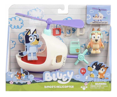 Bluey Figura Bingo Helicóptero Y Accesorios