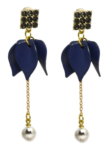 Aretes De Mujer Largos Flor Pétalos Elegantes 