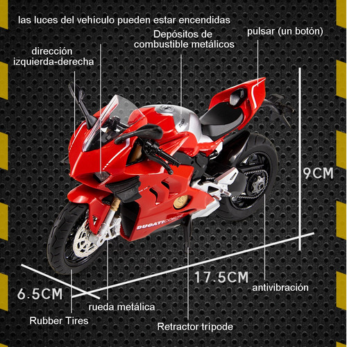 Moto Ducati Panigale V4s De Metal En Miniatura Con Luces Y