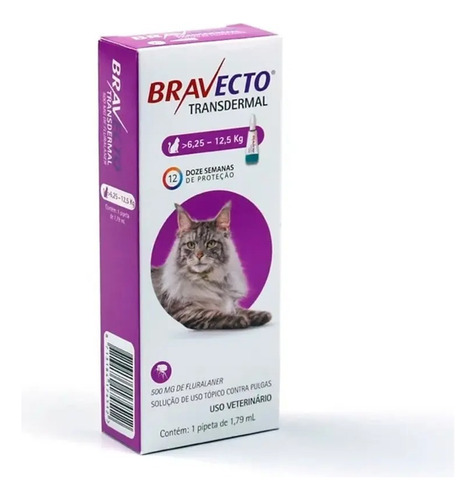 Bravecto Gato - Pipeta Antipulgas - 6,25 A 12,5 Kg