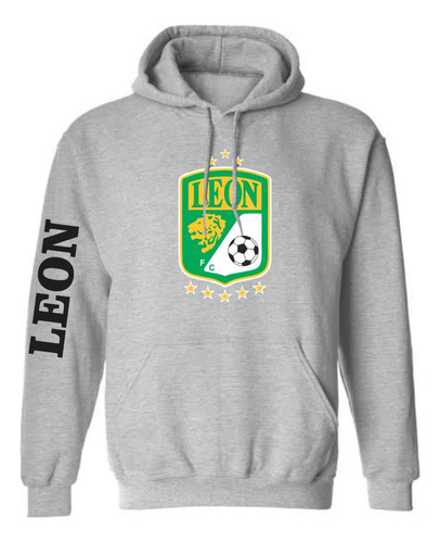 Sudadera Mod Club León Esmeraldas Liga Mx Estampado En Vinil