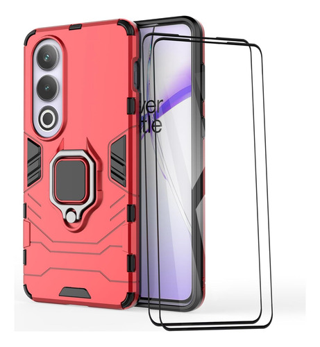 Funda Uso Rudo Carcasa Para Oneplus Ace 3v +mica Rojo Oneplus Ace 3v