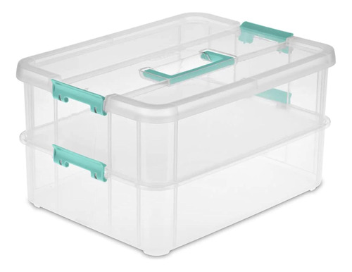 Sterilite 14228604 Stack & Carry Caja Con Asa De 2 Capas, 1