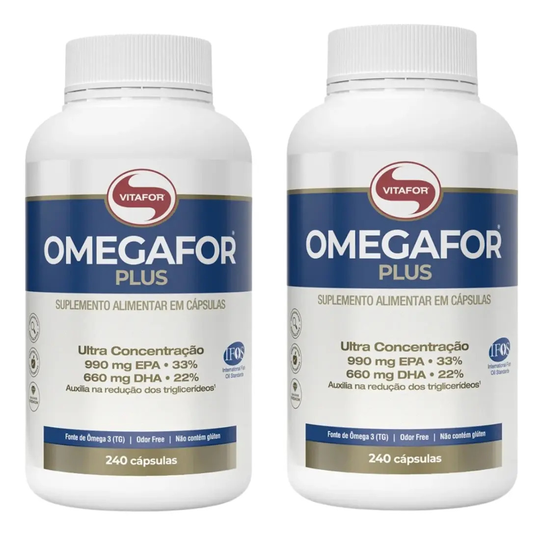 Ômega 3 Vitafor Omegafor Plus Kit 2 Suplemento Óleo de Peixe 240 Caps