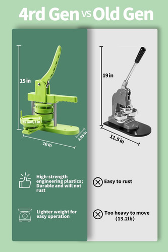 Button Maker Machine, 75mm(3 Inch) Diy Pin Button Maker P...