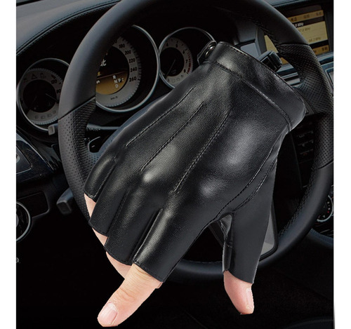 4 Guantes De Medio Guantes De Cuero Pu A Prueba De Golpes