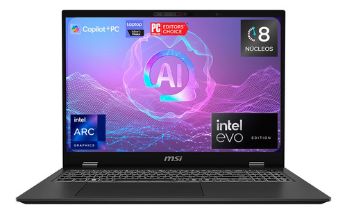 Laptop Msi Prestige 16 Ai+ U7 32gb 1tb Intel Arc Color Negro