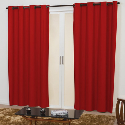 Cortina Blackout Pvc Corta 100 % A Luz 2,80m X 2,30m Sala Qu Cor Vermelho