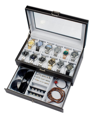 Guka Watch Box 12 Slot Watch Display Organizer Leather Jewel