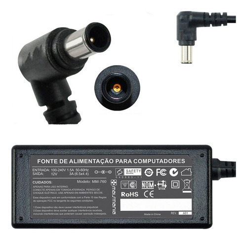 Fonte Para Monitor LG 12v 3a Modelo W1943c W1643c E1950