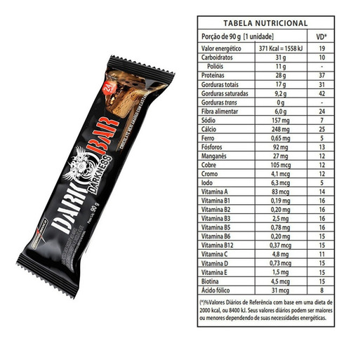 Suplemento Darkness Sabor Chocolate Amargo Com Castanhas De 720g X 8 Un - Barra