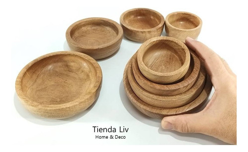 Imagen 3 de 8 de Cazuelas Cuenco De Madera Dip O Velas Pack X 4 Medidas 8u