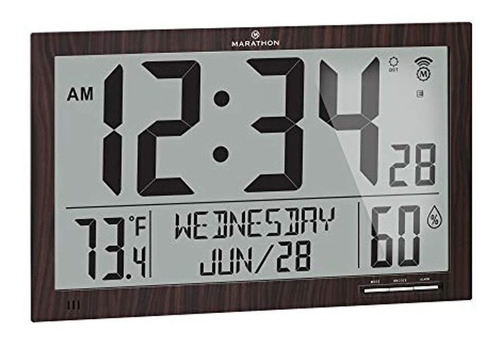 Marathon Slim Jumbo Reloj De Pared Digital Con Calendario Co