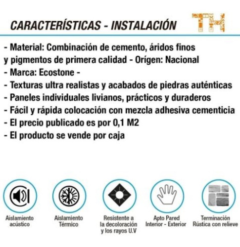 Imagen 4 de 10 de Revestimiento Simil Piedra Ecostone + Pegamento Precio X M2