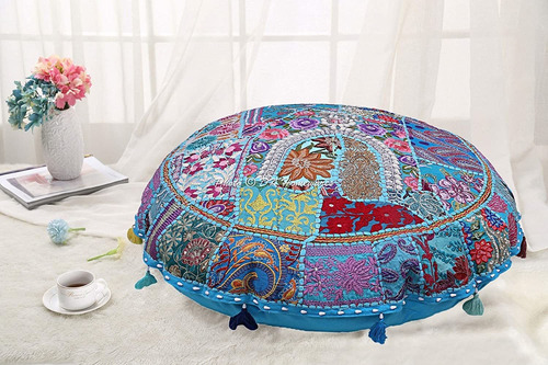 Cojín De Suelo Bohemio Indio, Color Turquesa Bohemio, ...