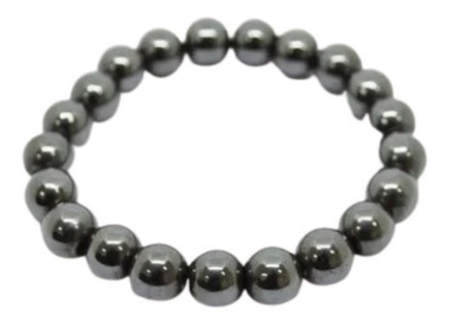 Pulseira Masculina  Pedra Hematita 8mm Cor Chumbo