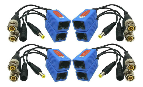 4 Pares De Adaptadores Pasivos De Vídeo Balun Bnc Rj45...