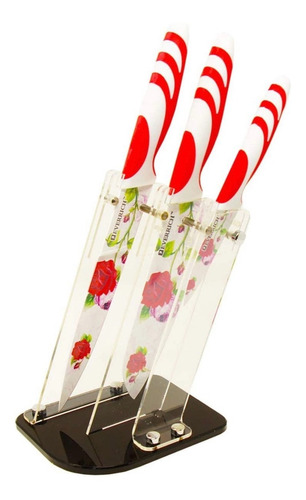 Imagen 1 de 5 de Cuchillos Cocina Set De 5 Piezas + Base Everrich Er-0001