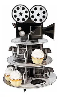 Movie Projector And Reel Cupcake Stand 3 Tiers Party Supplie
