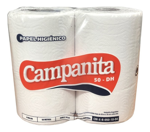 Papel Higienico Campanita Xl Pack De 4 Rollos 50 Mts Doble H