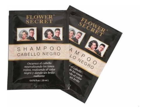  Pack 10 Sobre Shampoo Colorante Negro Para Cubrir Canas