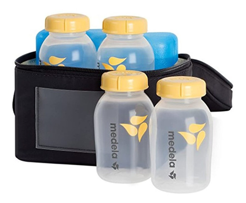 Cooler Medela + 4 Teteros Para Almacenar Fria Leche Materna