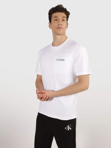 Polera 3d Logo Pocket  Blanco Calvin Klein