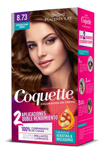 Coquette Tinte 8.73 Chocolate Claro Dorado Kit 2 Aplic.