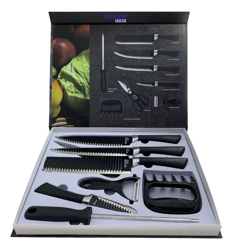 Kit Facas Churrasco Inox Profissional Antiaderente Chef