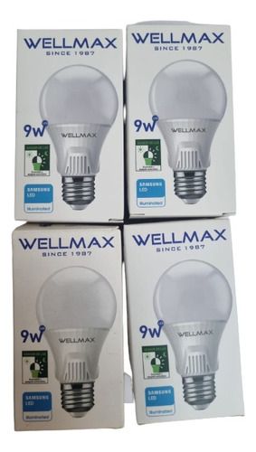 Pack 4 Ampolleta Con Sensor De Luz 9w, Wellmax, Luz Fria