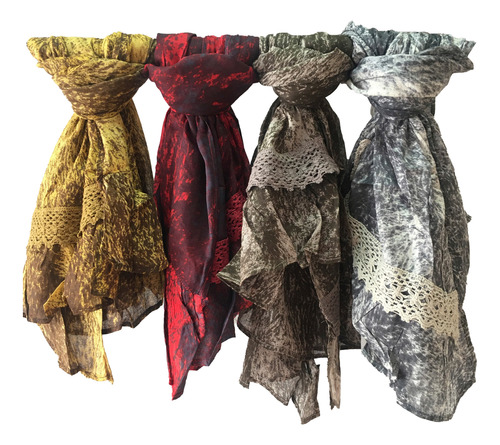 Pashmina Chalina Pack X4 Pañuelo Estampado Hindu Invierno