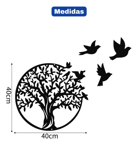 Decoração Para Parede Árvore Da Vida Em Metal Vazado 40cm