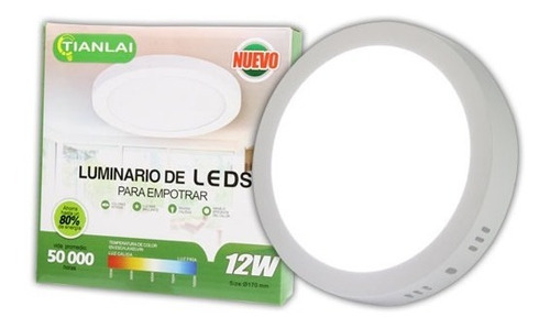 Paquete 10 Lamparas Led 12w Sobreponer L/bca Plafon Tianlai Color Blanco