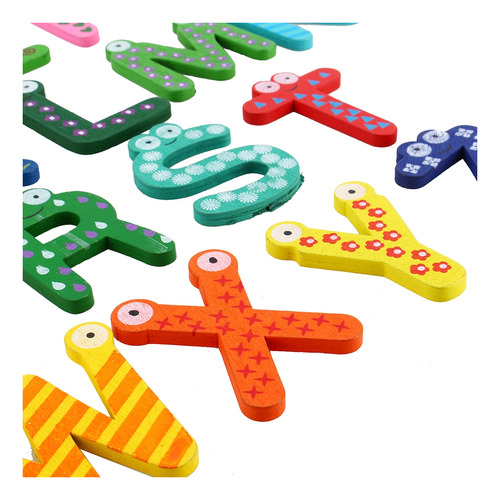 26pcs/set Letras A-z Niños Alfabeto Madera Imán Nevera