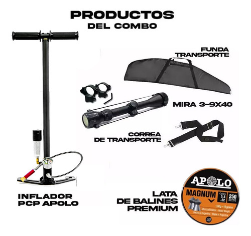 Imagen 2 de 11 de Rifle Aire Comprimido Pcp Beeman Chief 5,5 Inflador Mira Luz