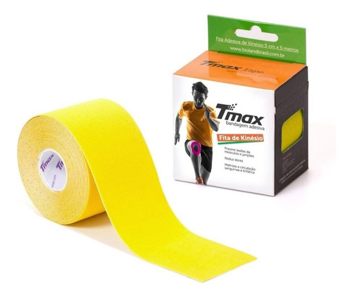 Fita Adesiva Tmax Bandagem Funcional Elástica Fisioterapia Cor Amarelo