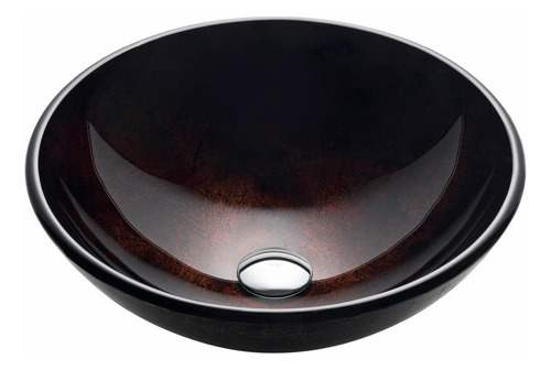Fregadero De Baño De Recipiente De Vidrio Marrón Redondo De