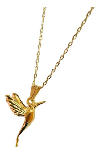 Dije Colibri Y Cadena En Oro Laminado 22k