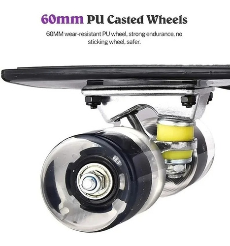 Imagen 3 de 3 de Patineta Skate Tipo Penny Mini Long Board Para Niños Negro
