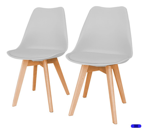 Set 4 Sillas Comedor Tulip Moderna Minimalista Acolchonada Estructura De La Silla Marrón Claro Asiento Blanco Diseño De La Tela Acolchonado