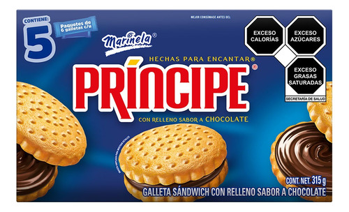 4 Pzs Marinela Galletas Principe Chocolate 315gr