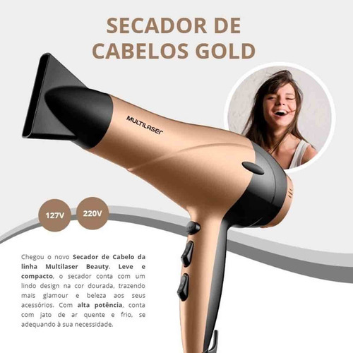 Imagem 2 de 2 de Kit Secador Multilaser Gold +prancha Multilaser Gold Ceramic