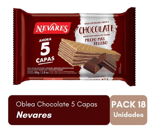 Obleas Nevares Vainilla Chocolate Frutilla 80gr Caja X 18 Un